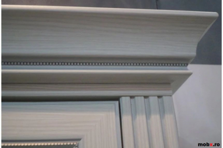 White, Etajera 2D, front MDF culoare frasin alb + pin argintiu, 76/43/221cm. [4]