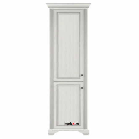 Colectia Living WHITE - White, Etajera 2D, front MDF culoare frasin alb + pin argintiu, 76/43/221cm.
