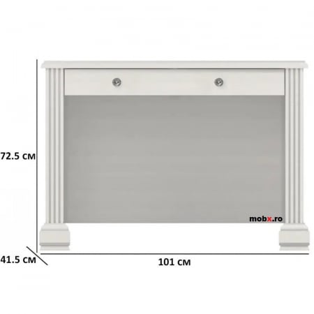 White, Masuta de toaleta, front MDF culoare frasin alb + pin argintiu, 101/41/72 cm. [1]