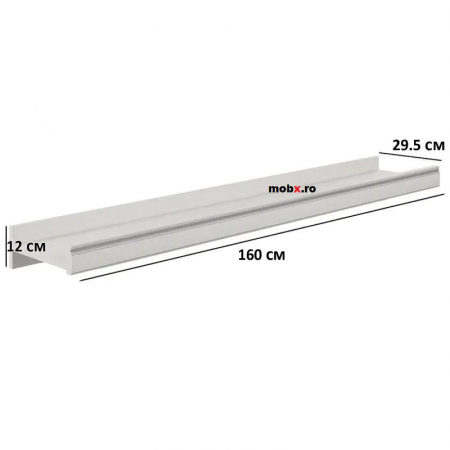 White, Polita 160, front MDF culoare frasin alb + pin argintiu, 160/30/12 cm. [1]