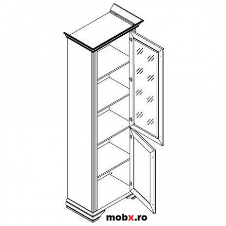 White, Vitrina 1D1W, front MDF culoare frasin alb + pin argintiu, 76/43/221cm. [1]