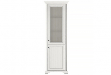 White, Vitrina 1D1W, front MDF culoare frasin alb + pin argintiu, 76/43/221cm. [3]