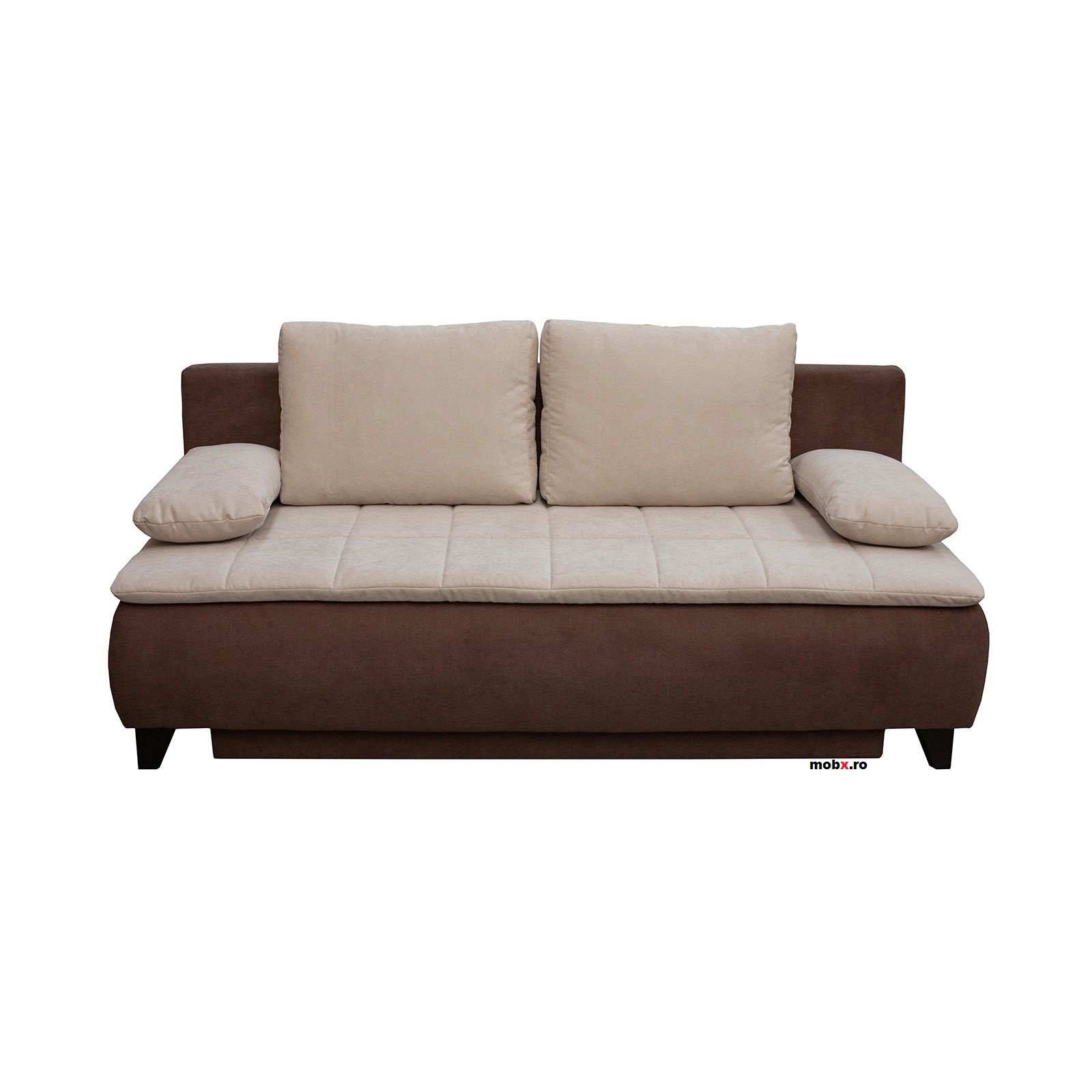 Canapea extensibila, 3 locuri cu functie somn, relaxare si depozitare, stofa maro , 208x96x(83-96), ext.200x160cm