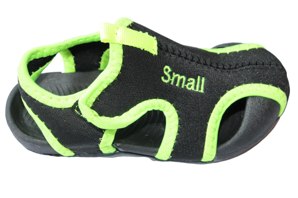 Sandale Copii din Material Negru cu Verde [2]