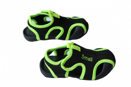 Sandale Copii din Material Negru cu Verde [2]