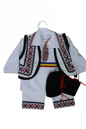 Costum National alb cu tematica traditionala rosie [0]