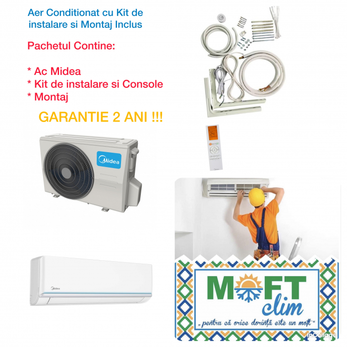 Aparat de aer conditionat Midea Xtreme Fresh 12000 BTU, WIFI, Inverter QuattroTM, A++, Filtrare dubla, Lampa UV Pro, auto-curatare cu sterilizare KIT DE INSTALARE SI MONTAJ INCLUS [1]