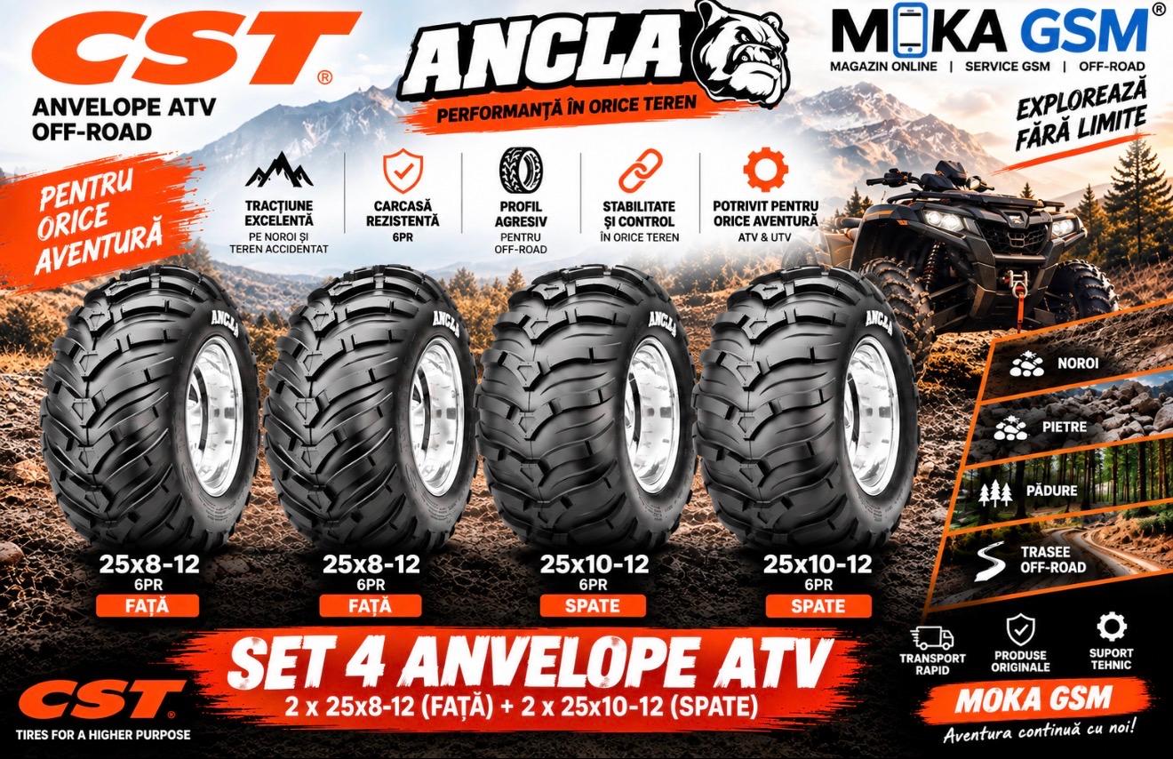 set 4 anvelope cst ancla, 25x8r12 si 25x10r12