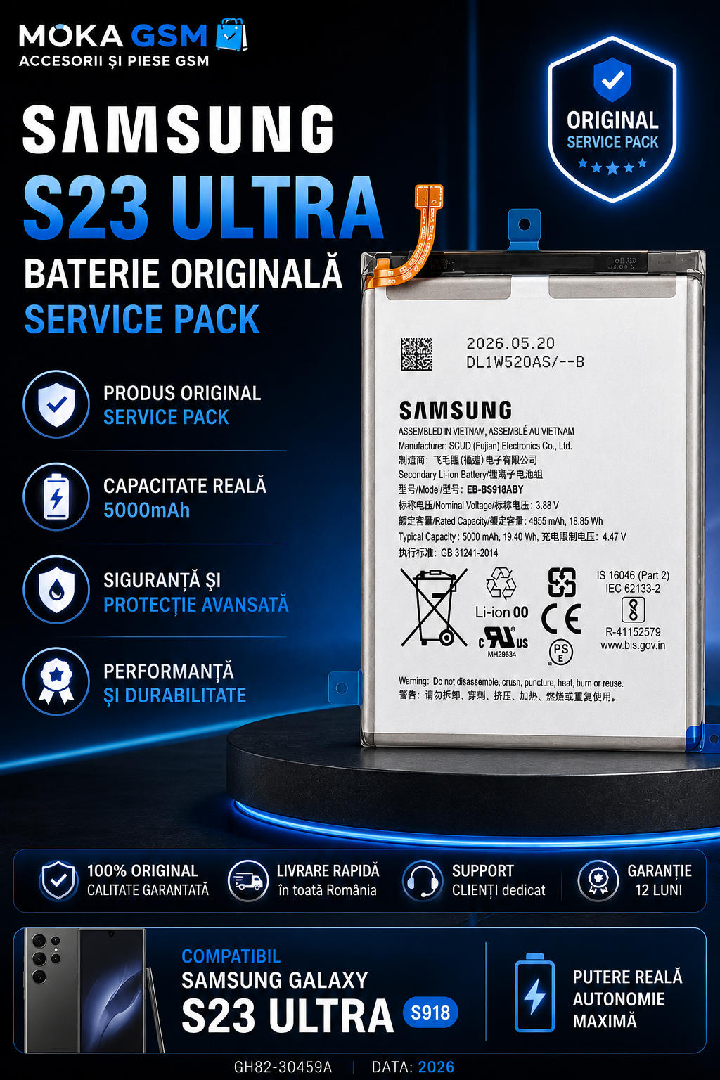 baterie samsung s23 ultra originala , cu garantie
