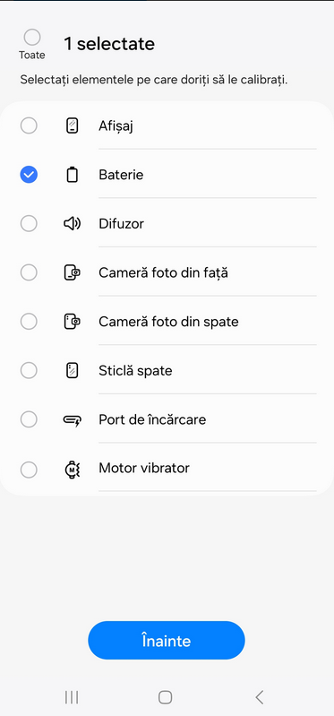 Samsung Self Repair Assistent, calibrare baterie