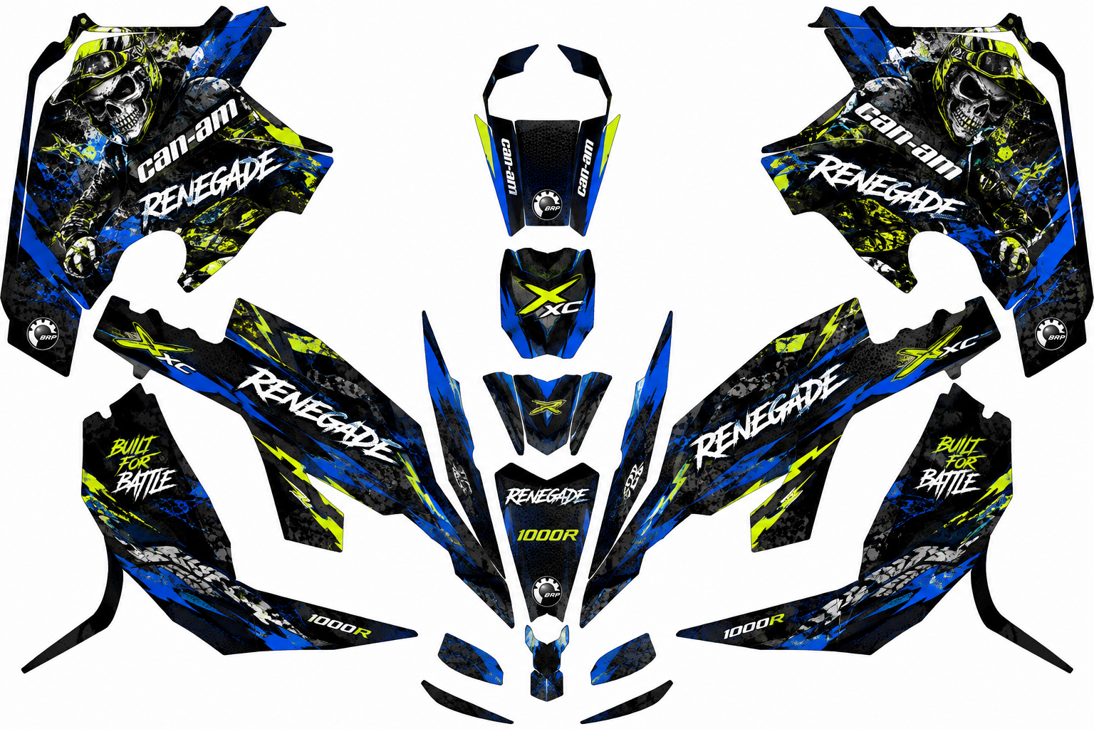 ## Kit Colant ATV Can-Am Renegade 1000R – Colant Laminat Predecupat  Transformă complet aspectul ATV-ului tău cu acest **kit colant pentru Can-Am Renegade 1000R**, realizat special pentru pasionații de off-road care își doresc un design agresiv, sport și ușor de remarcat.  Grafica utilizează o combinație spectaculoasă de **albastru, negru, gri, alb și galben neon**, completată de elemente grafice inspirate din lumea racing și off-road.  Spre deosebire de colantul universal la metru, acesta este un **kit grafic format din elemente predecupate**, concepute pentru aplicarea pe diferitele carene ale ATV-ului Can-Am Renegade.  ### Colant laminat pentru ATV  Un avantaj important al acestui kit este **laminarea colantului**. Peste grafica imprimată este aplicat un strat de laminare care contribuie la protejarea printului și la creșterea rezistenței acestuia în timpul utilizării.  Pentru un ATV utilizat în condiții de off-road, laminarea este deosebit de importantă deoarece grafica este expusă frecvent la noroi, apă, praf, spălări și contactul specific utilizării pe teren accidentat.  Laminarea ajută totodată la păstrarea pentru mai mult timp a aspectului și intensității graficii.  ### Design agresiv pentru Can-Am Renegade  Grafica a fost realizată într-un stil inspirat din competițiile off-road și motorsport.  Designul include:  * fundal predominant negru; * elemente albastre electrice; * accente galben neon; * efecte grafice de noroi și zgârieturi; * elemente racing; * inscripții Renegade; * grafică specifică stilului ATV sport.  Rezultatul este un **Can-Am Renegade cu un aspect mult mai agresiv și personalizat**, care atrage atenția atât pe traseu, cât și la întâlnirile ATV.  ### Kit stickere Can-Am Renegade predecupat  Kitul este compus din mai multe elemente grafice separate, pregătite pentru aplicarea pe carenele corespunzătoare.  Acest lucru permite păstrarea continuității designului pe diferitele elemente ale ATV-ului și oferă un rezultat mult mai apropiat de aspectul unui kit grafic profesional decât utilizarea unei simple folii universale.  ### Protecție suplimentară pentru carene  Pe lângă rolul estetic, colantul formează un strat suplimentar peste suprafața pe care este aplicat.  Acesta poate contribui la reducerea contactului direct al carenei cu murdăria și uzura superficială specifică utilizării normale. Colantul nu trebuie însă considerat o protecție structurală împotriva loviturilor puternice sau deteriorării carenelor.  ### Recomandări pentru aplicare  Pentru obținerea unui rezultat cât mai bun, suprafețele trebuie curățate și degresate foarte bine înainte de aplicare.  Aplicarea atentă este importantă mai ales pe elementele cu forme complexe, muchii și curburi.  Pentru un finisaj profesional, recomandăm montarea de către o persoană cu experiență în aplicarea foliilor și kiturilor grafice pentru ATV sau moto.  ### Caracteristici  **Tip produs:** kit colant / kit stickere ATV **Compatibilitate:** Can-Am Renegade **Stil:** Racing / Off-Road **Finisaj:** Laminat **Tip:** elemente grafice predecupate **Culori predominante:** albastru, negru, gri și galben neon **Utilizare:** personalizare și protecție suplimentară a suprafețelor  ### Kit colant Can-Am Renegade pentru un ATV care iese în evidență  Dacă vrei să schimbi radical aspectul ATV-ului fără vopsirea carenelor, un **kit colant Can-Am Renegade laminat și predecupat** reprezintă o soluție excelentă.  Designul agresiv, culorile contrastante și grafica inspirată din lumea off-road transformă aspectul ATV-ului și îi oferă o identitate proprie.  Alege un **kit stickere Can-Am Renegade** pentru personalizare, racing, trasee off-road sau pur și simplu pentru un aspect diferit față de configurația standard.  **Important:** înainte de comandă, verifică modelul, generația și anul ATV-ului pentru a te asigura că forma elementelor din kit corespunde carenelor vehiculului.