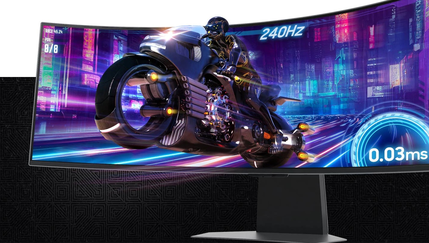 Depaseste adversarii cu viteza suprema  Rata de reimprospatare de 240 Hz si timp de raspuns de 0,03 ms (GtG)  Evita si contracareaza mai rapid decat ceilalti. Tehnologia OLED ofera timp de reactie aproape instantaneu, cu un timp de raspuns de 0,03 ms (GtG). Conexiunile HDMI 2.1 si DisplayPort te mentin in fata concurentei, cu o rata de reimprospatare de 240 Hz. Milisecundele conteaza cand te confrunti cu cel mai bun adversar.  * Bazat pe GtG, masurat in conditii de testare interne. Rezultatele pot varia in functie de continut si de setarile monitorului.* GtG (Gray to Gray) masoara timpul necesar pentru ca un pixel al monitorului sa se schimbe de la o valoare de gri la alta.* Rata de reimprospatare si timpul de raspuns pot varia in functie de performanta sursei de intrare.