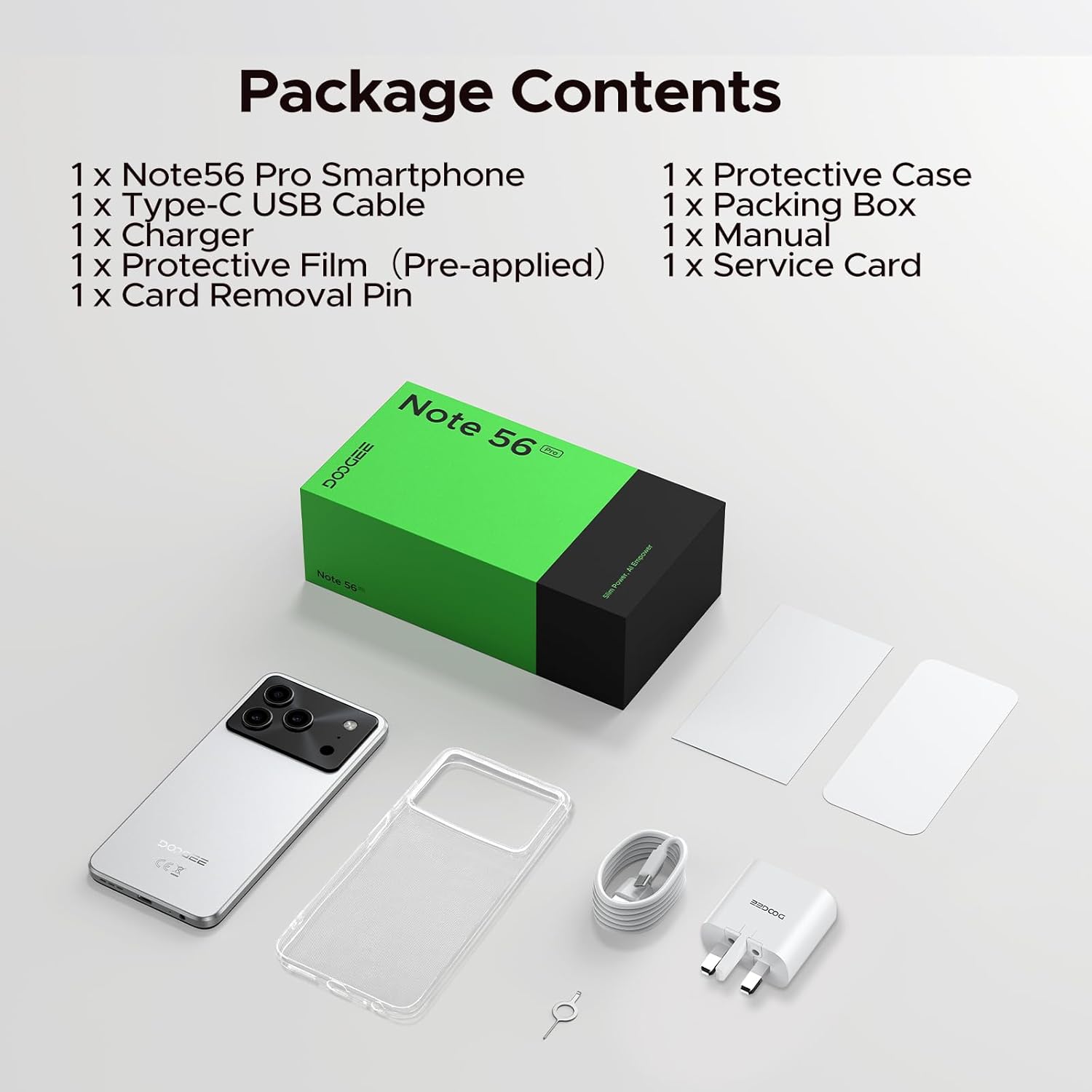 doogee note 56 pro , continut pachet
