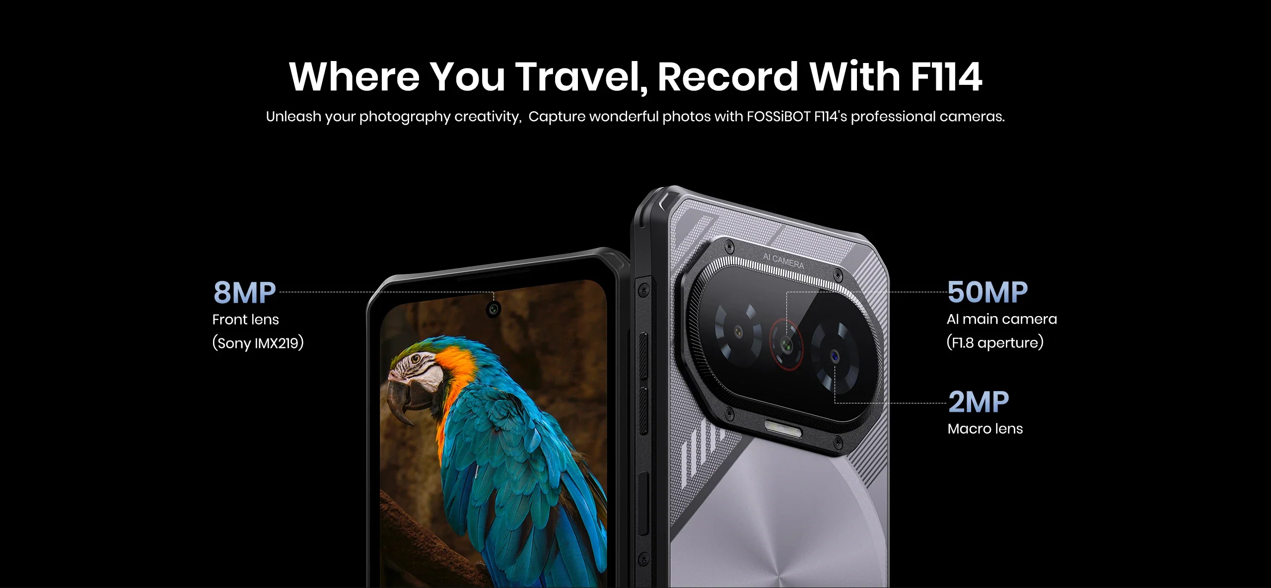 fossibot f106 pro, camere foto, 50mp