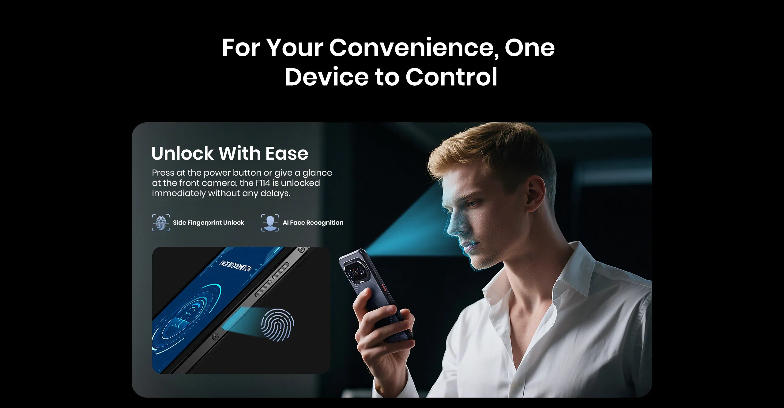 fossibot f106 pro, face id, si amprenta, deblocare usoara