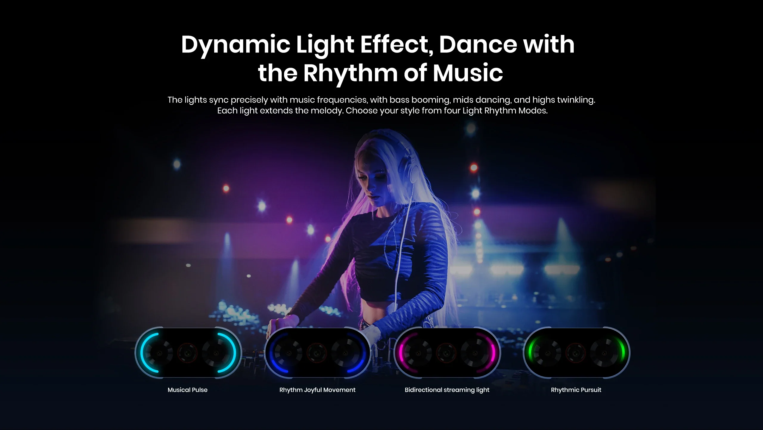 fossibot f106 pro, lumini dupa muzica