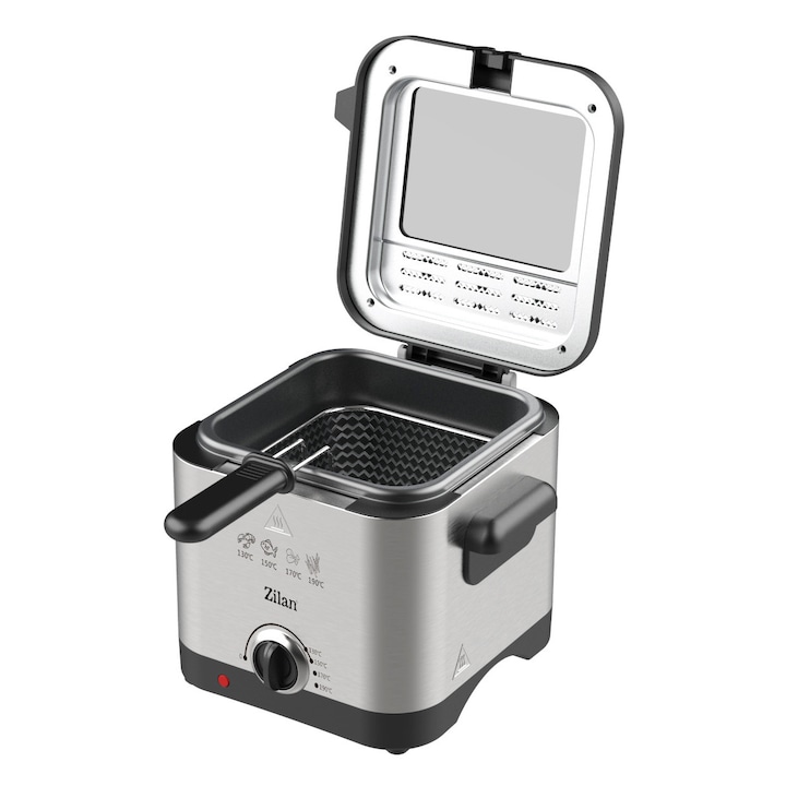 Friteuză cu Aer Cald 1000W, Capacitate 1.5 Litri, Control Temperatură și Timer