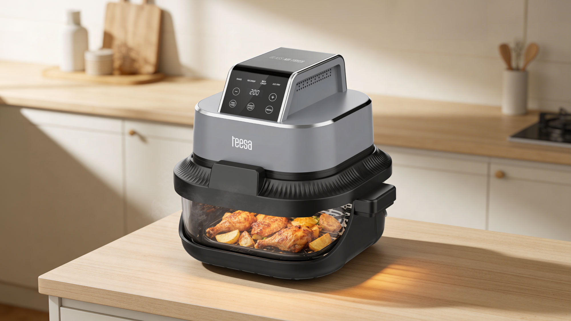 FRITEUZA GLASS AIRFRYER 4L+1.5L 1500W TEESA