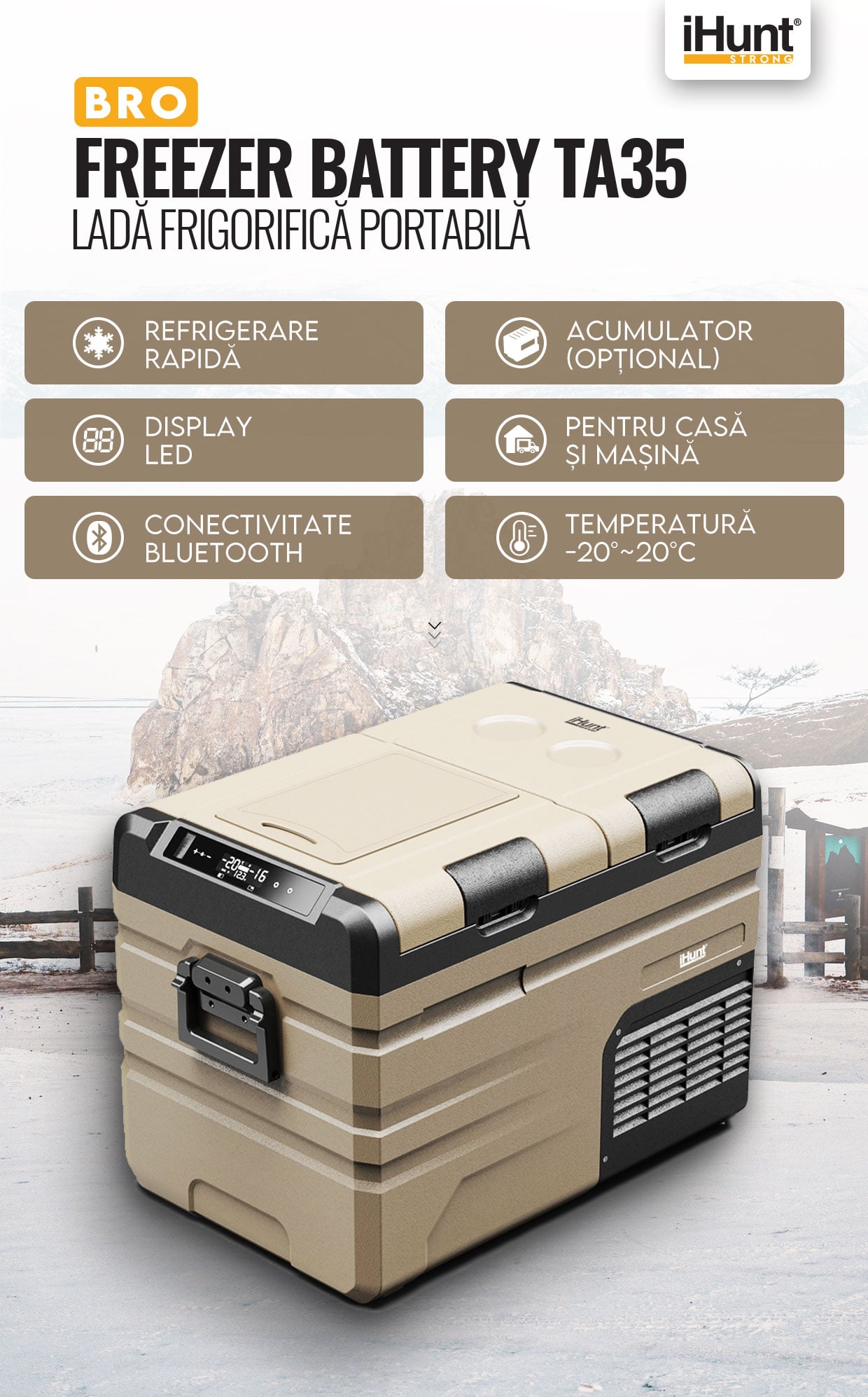 Lada frigorifica portabila iHunt Bro Freezer Battery TA35 + Acumulator