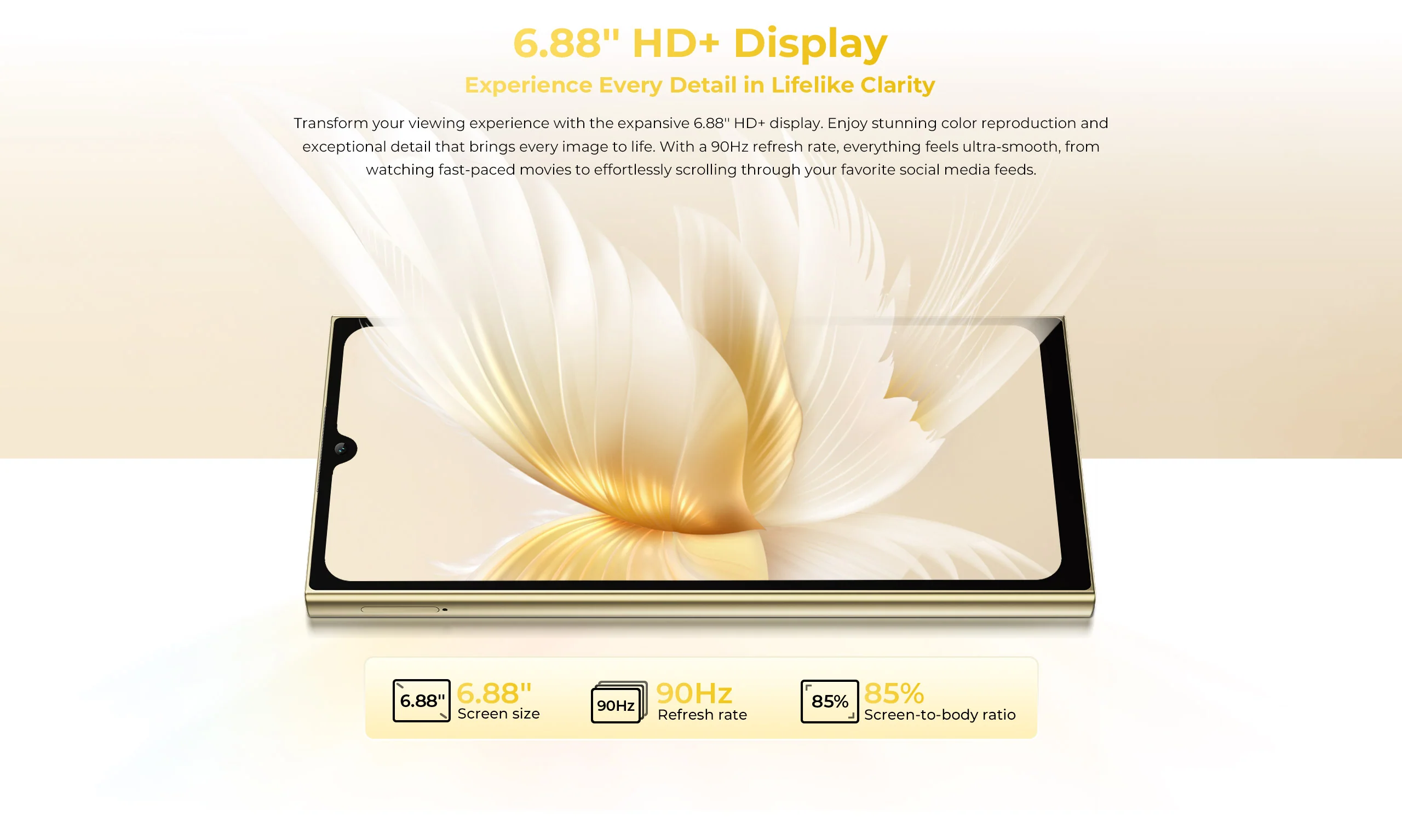 oukitel c61 pro, display mare de 6.88 inch