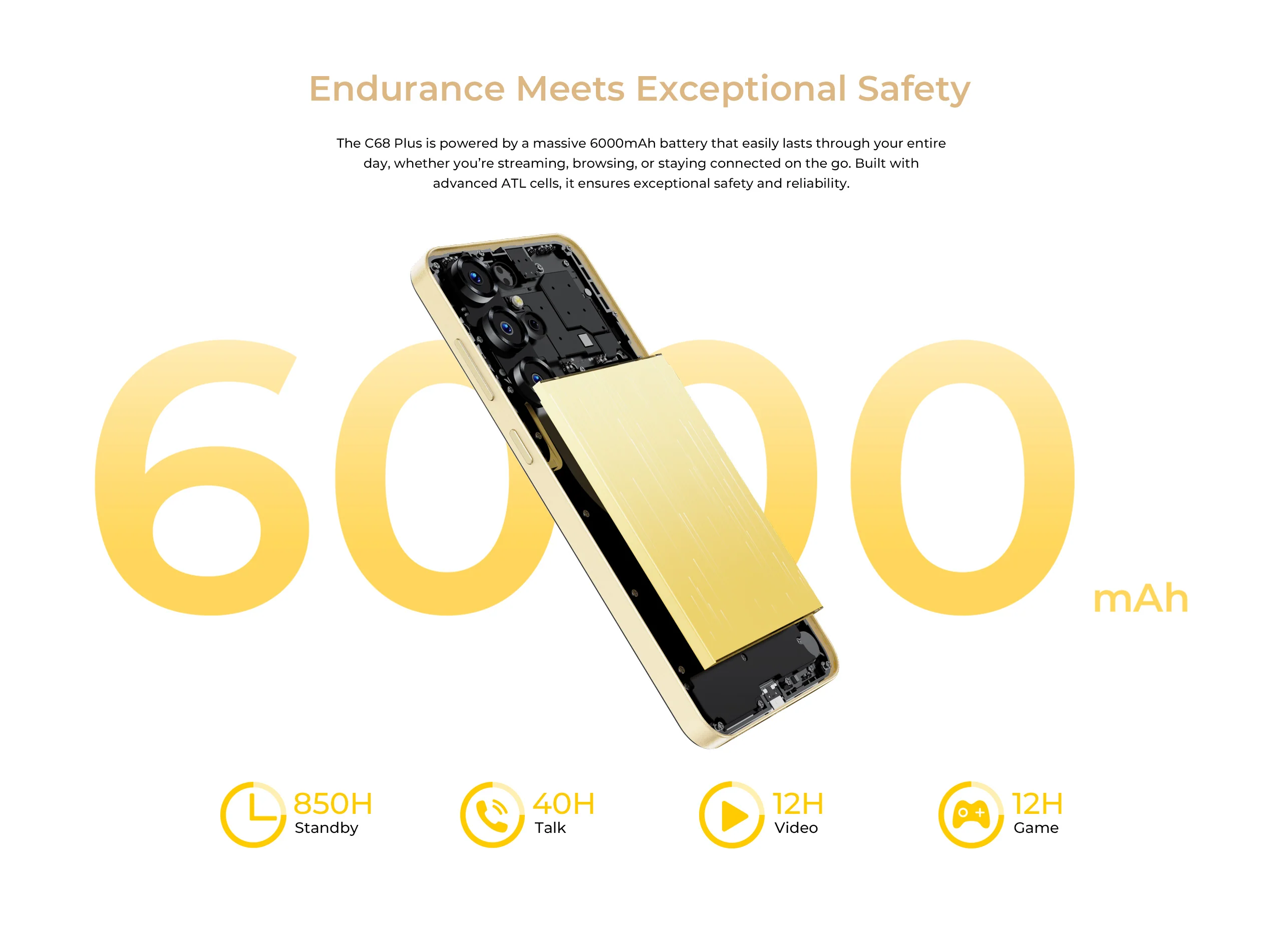 oukitel c68 plus, baterie 6000mah