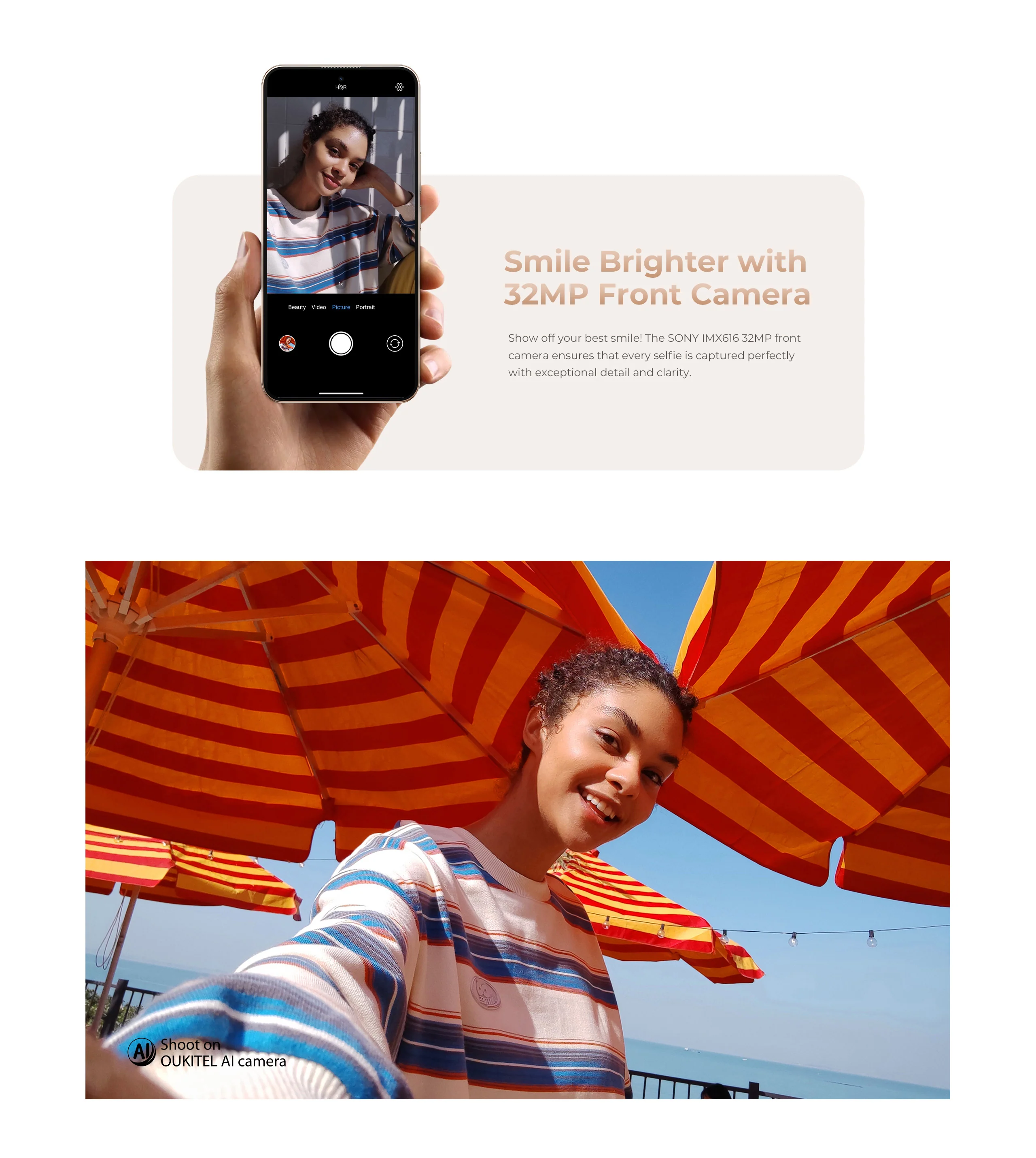 oukitel p1 pro, camera selfie de 32mpx