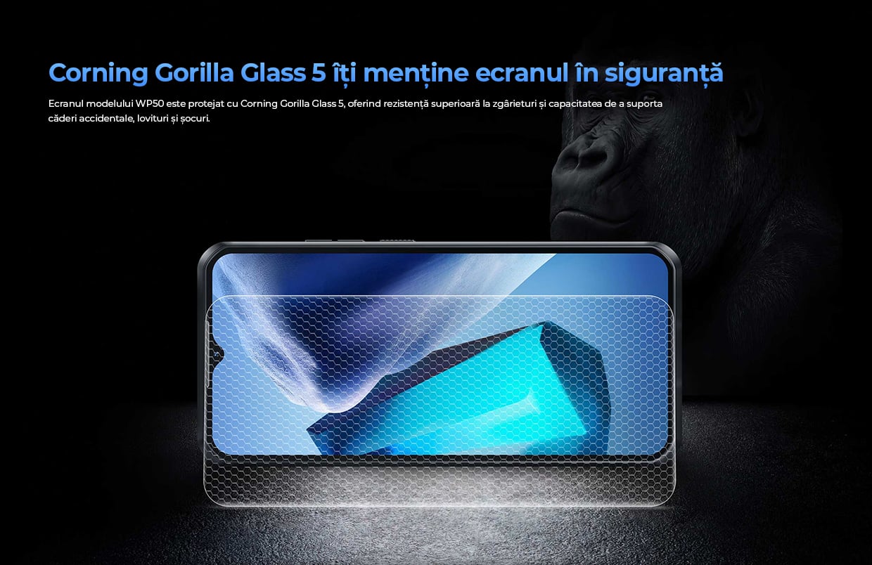 oukitel wp50, display protejat de corning gorilla glass 5