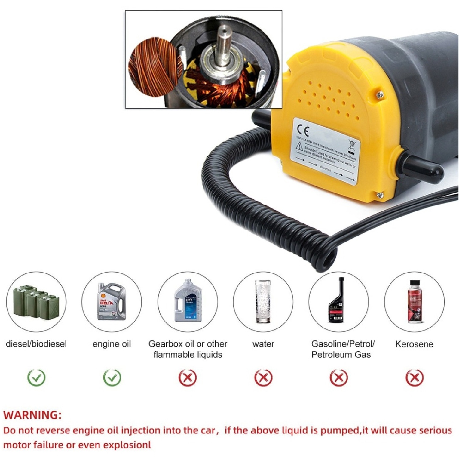 Pompa combustibil ulei motor diesel 12V 80W