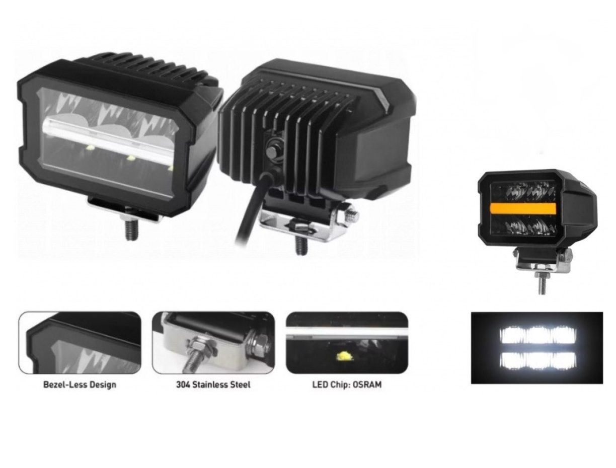 proiector led offroad 45W cu poziție albă și galbenă pentru atv utv jeep