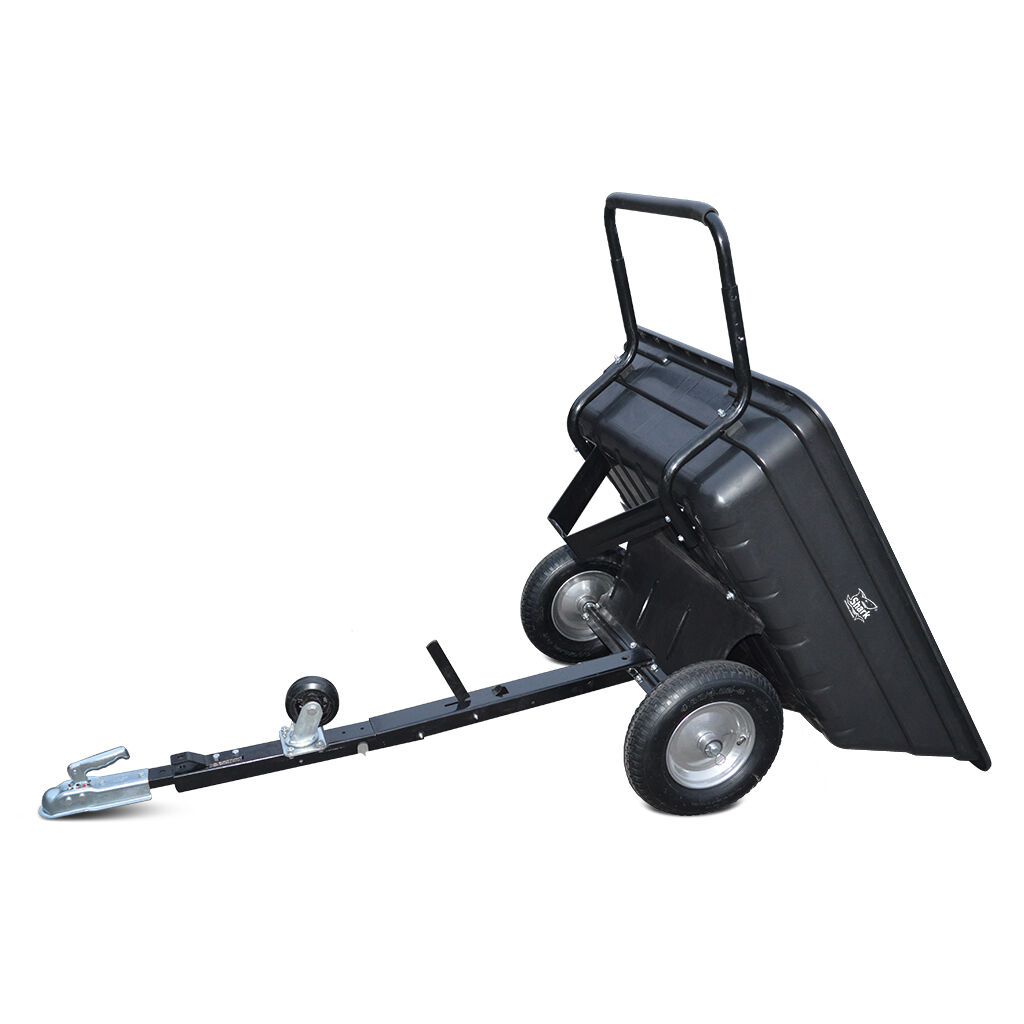 Cumpără remorca SHARK Garden 150 Black pentru ATV, UTV și tractoare de grădină. Capacitate 150kg, funcție basculabilă, cuvă rezistentă și transformare rapidă în roabă 2 în 1.