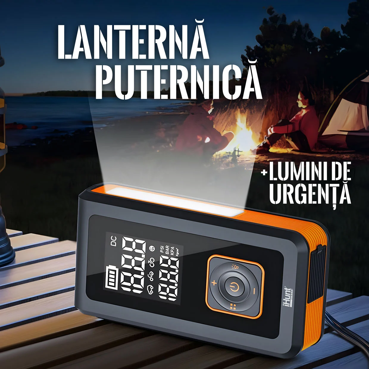 Starter auto multifunctional iHunt Survival AUTO KIT cu lanterna puternica 