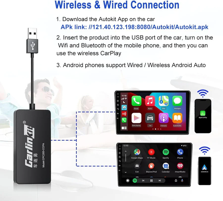 Adaptor wireless CarPlay iphone, Carlinkit CCPA/ Adaptor Carplay, pentru navigatii aftermarket [9]