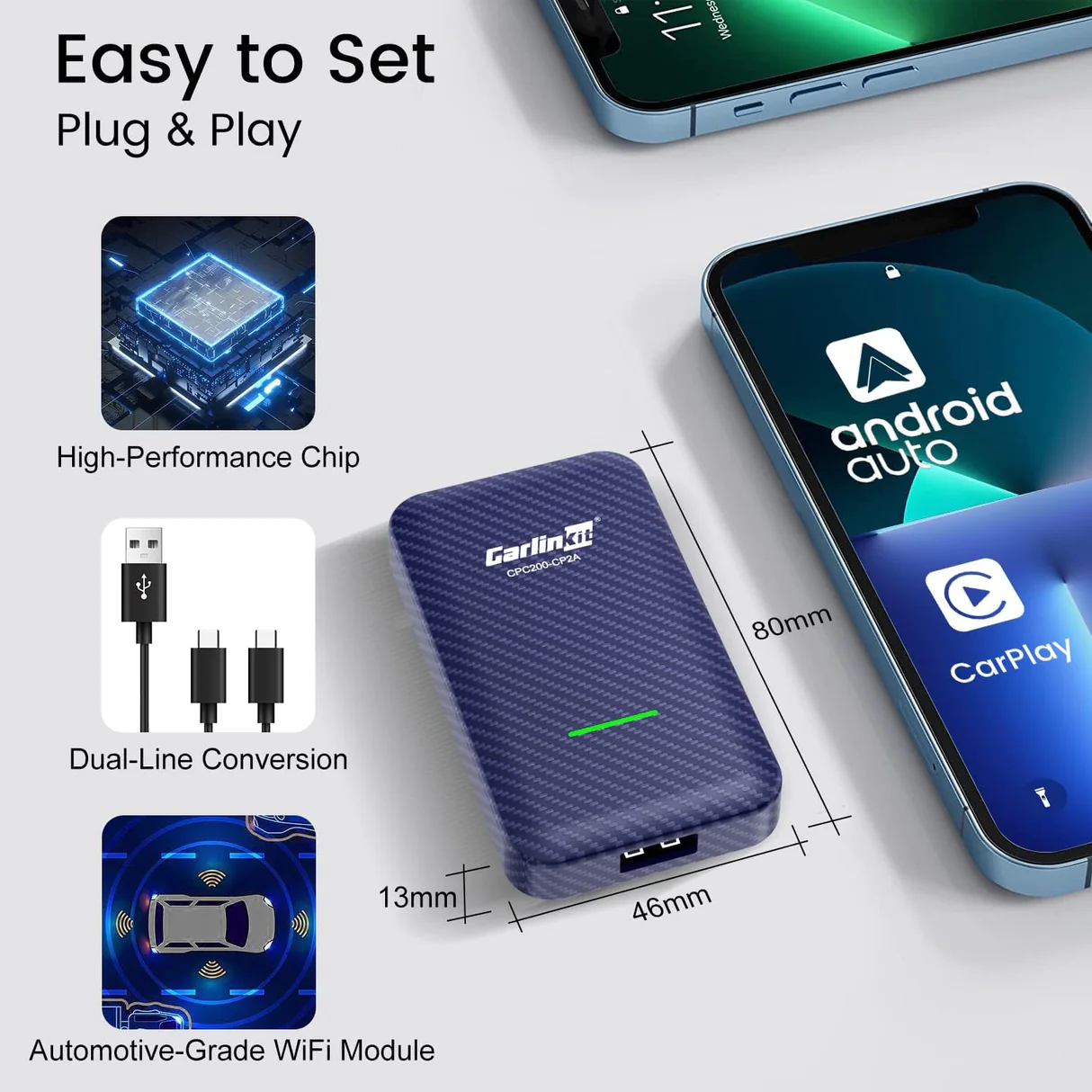 Adaptor wireless CarPlay iphone, Carlinkit CP2A/ Adaptor Carplay, Android auto wireless [2]