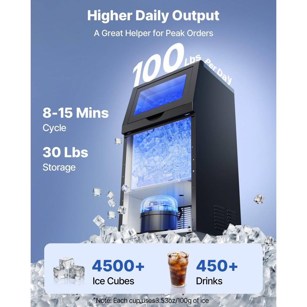 Aparat de gheață comercial, 45 kg/24h cu capacitate de stocare de 14 kg, încorporat/independent/sub blat, aparat de gheață din oțel inoxidabil cu afișaj LED și autocurățare, pentru acasă, bar, restaur [2]