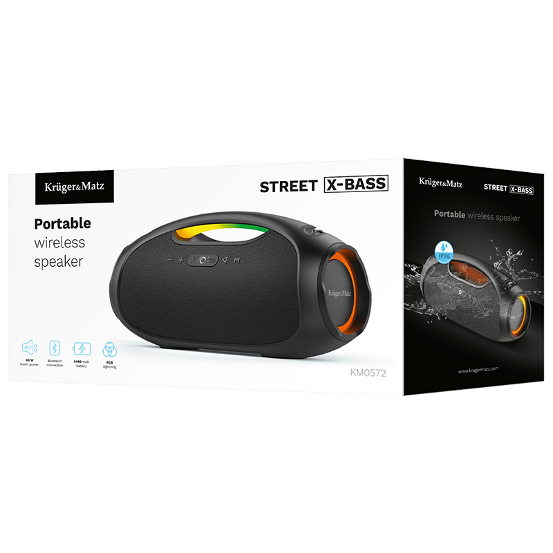 Boxă Bluetooth Kruger&Matz Street X-Bass 60W, IPX6, RGB [5]