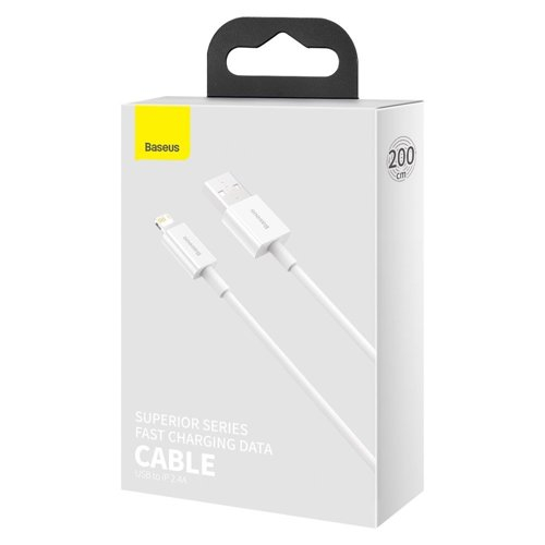 Cablu date iPhone 2metri Baseus Superior Cable USB - Lightning 2,4A 2 m White (CALYS-C02) [3]