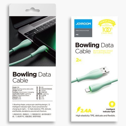 Cablu date iPhone 1m Lighting Cable  Joyroom S-1030M8 White cu LED [11]