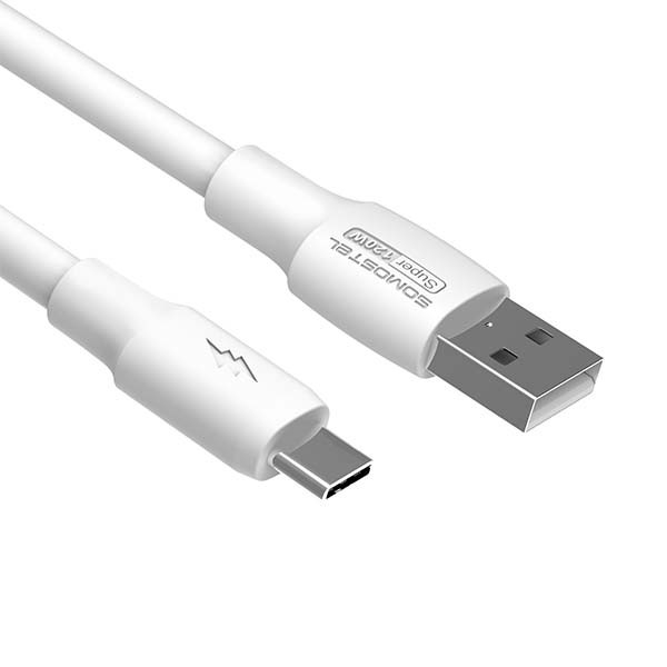 Cablu date Usb A la Type C 6A 120W 1m Quick Charge QC3.0 White Powerline SMS-BA02 [2]