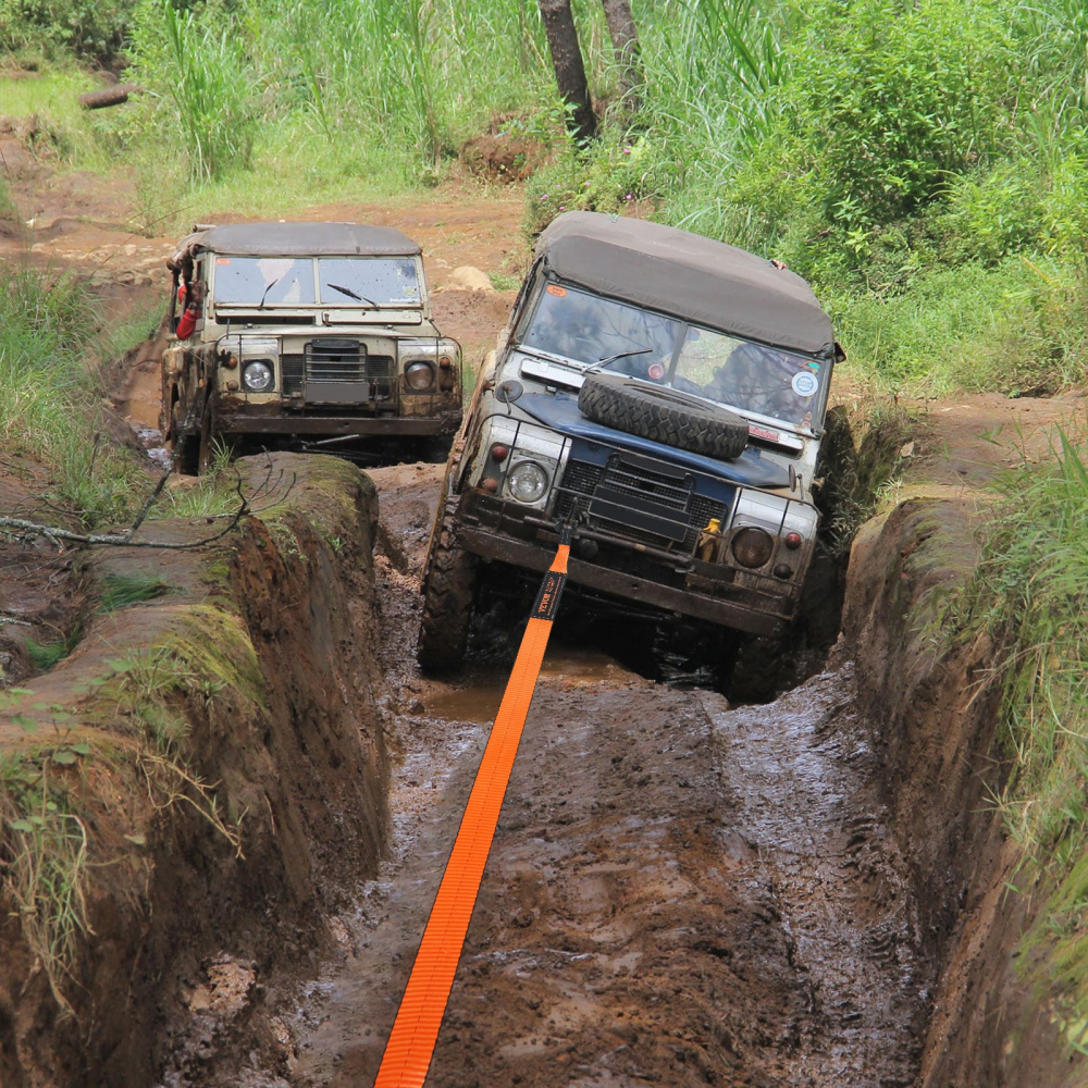 Kit de recuperare pentru off-road, 3" x 30", Kit de recuperare pentru troliu rezistent cu o curea de remorcare din poliester cu o capacitate de 30.000 lbs, 44.092 lbs cartușe cu inel în D, sac d [4]