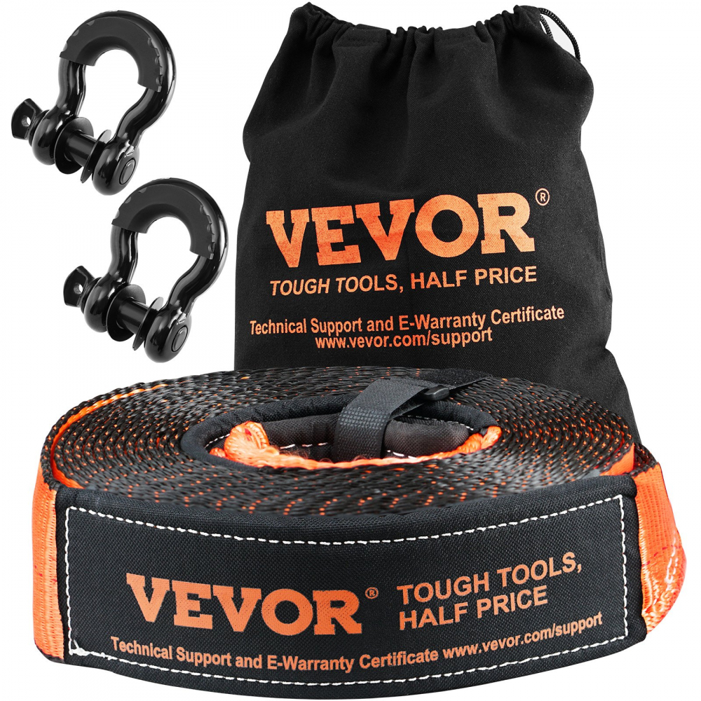 Kit de recuperare pentru off-road, 3" x 30", Kit de recuperare pentru troliu rezistent cu o curea de remorcare din poliester cu o capacitate de 30.000 lbs, 44.092 lbs cartușe cu inel în D, sac d [3]