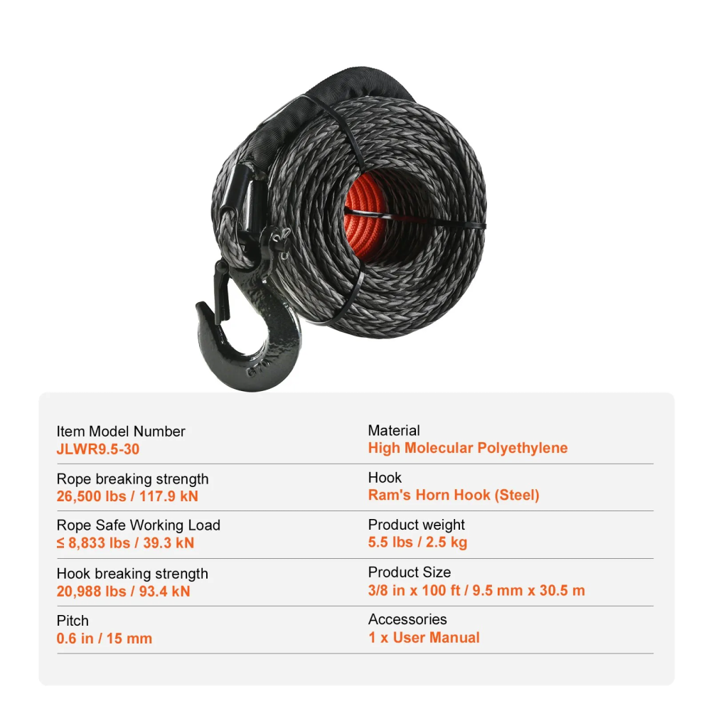 Cablu troliu sintetic 9,5 mm – 30 m – 12 tone [3]