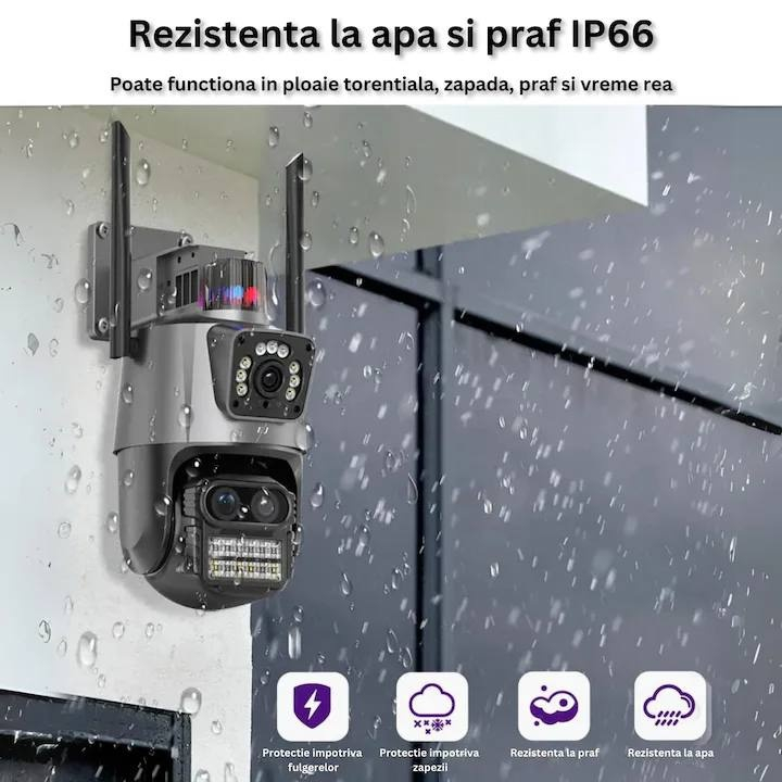 Camera de supraveghere dubla WIFI, 8MP, exterior/interior, Ultra HD, 5X zoom, rotire,alarma, senzor miscare [6]