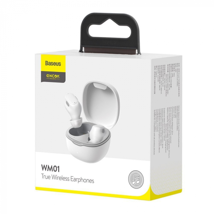Casca Bluethoot Baseus Encok WM01 TWS Wireless In-Ear Bluetooth 5.3 Headphones White Upgraded Version [2]