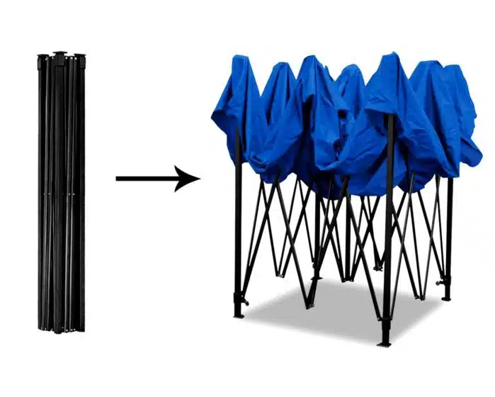 cort pavilion pliabil 3x3m albastru cadru metal tip acordeon impermeabil [2]