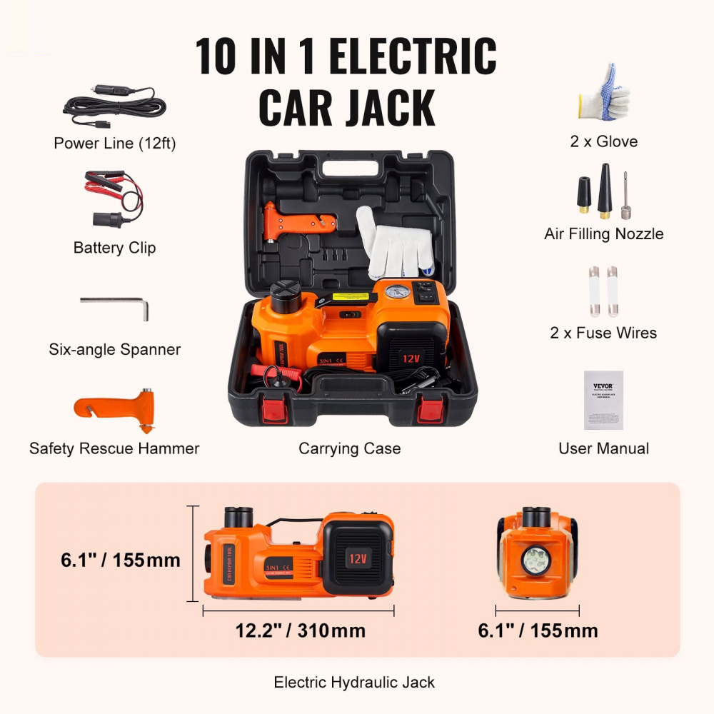 Cric electric cu compresor si Lanterna 5 Tone, ATV / SSV, din Aluminiu 5 Tone,  Cric atelier , Maverick, rzr, Offroad [3]