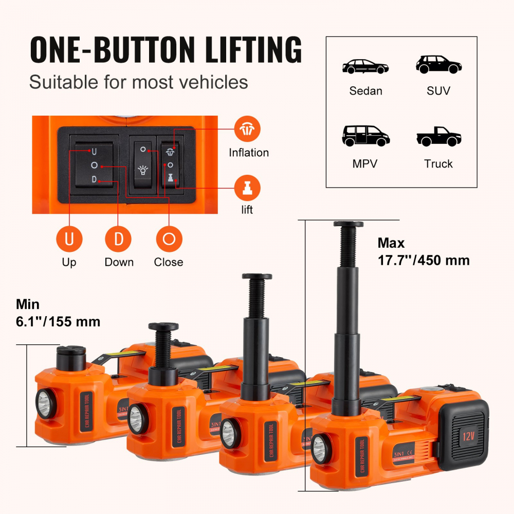 Cric electric cu compresor si Lanterna 5 Tone, ATV / SSV, din Aluminiu 5 Tone,  Cric atelier , Maverick, rzr, Offroad [7]