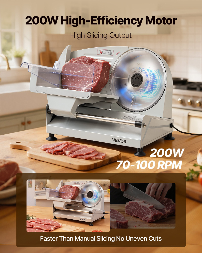 Feliator Carne Electric 190mm, 200W, Grosime Reglabilă 0-15mm, Lamă Inox SUS420 [5]