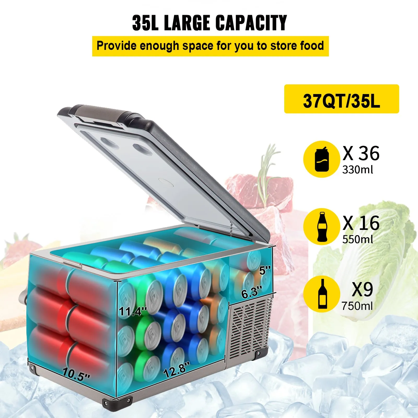 Frigider auto cu compresor 35L portabil 12V 24V pentru TIR camion camping și autorulotă [2]