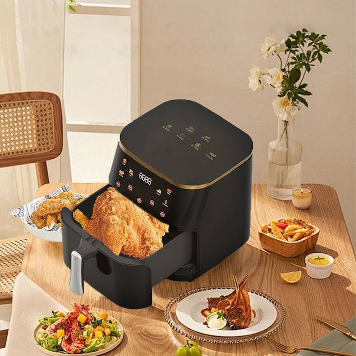 Friteuza cu aer cald 10L, XXL Digital Air Fryer, Gatire fara ulei, 2400 W, 6 programe presetate, Afisaj digital, Negru [5]