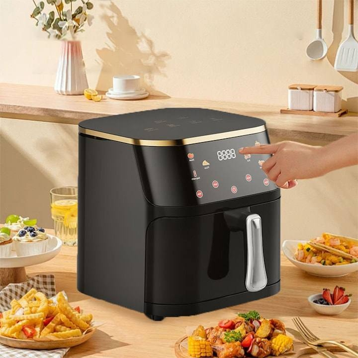 Friteuza cu aer cald 10L, XXL Digital Air Fryer, Gatire fara ulei, 2400 W, 6 programe presetate, Afisaj digital, Negru [3]